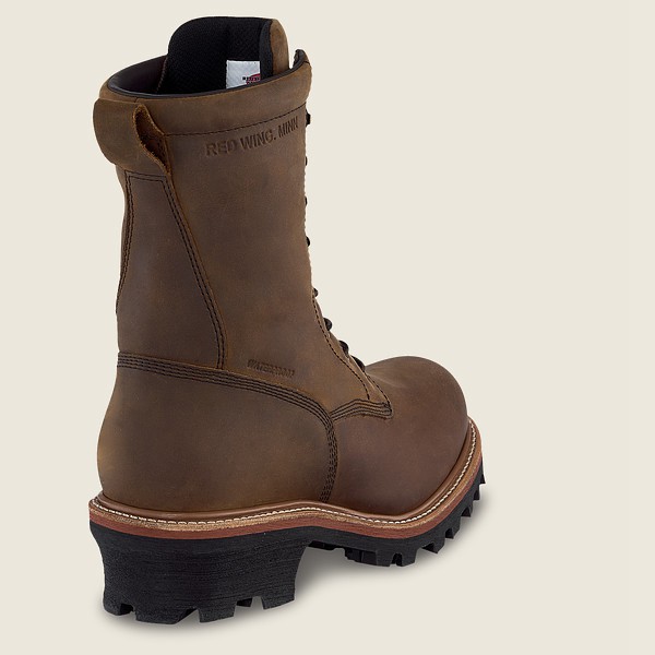 Mens Red Wing Loggermax - 9-inch Insulated Waterproof Toe Logger - Safety Boots Brown - DMS092845